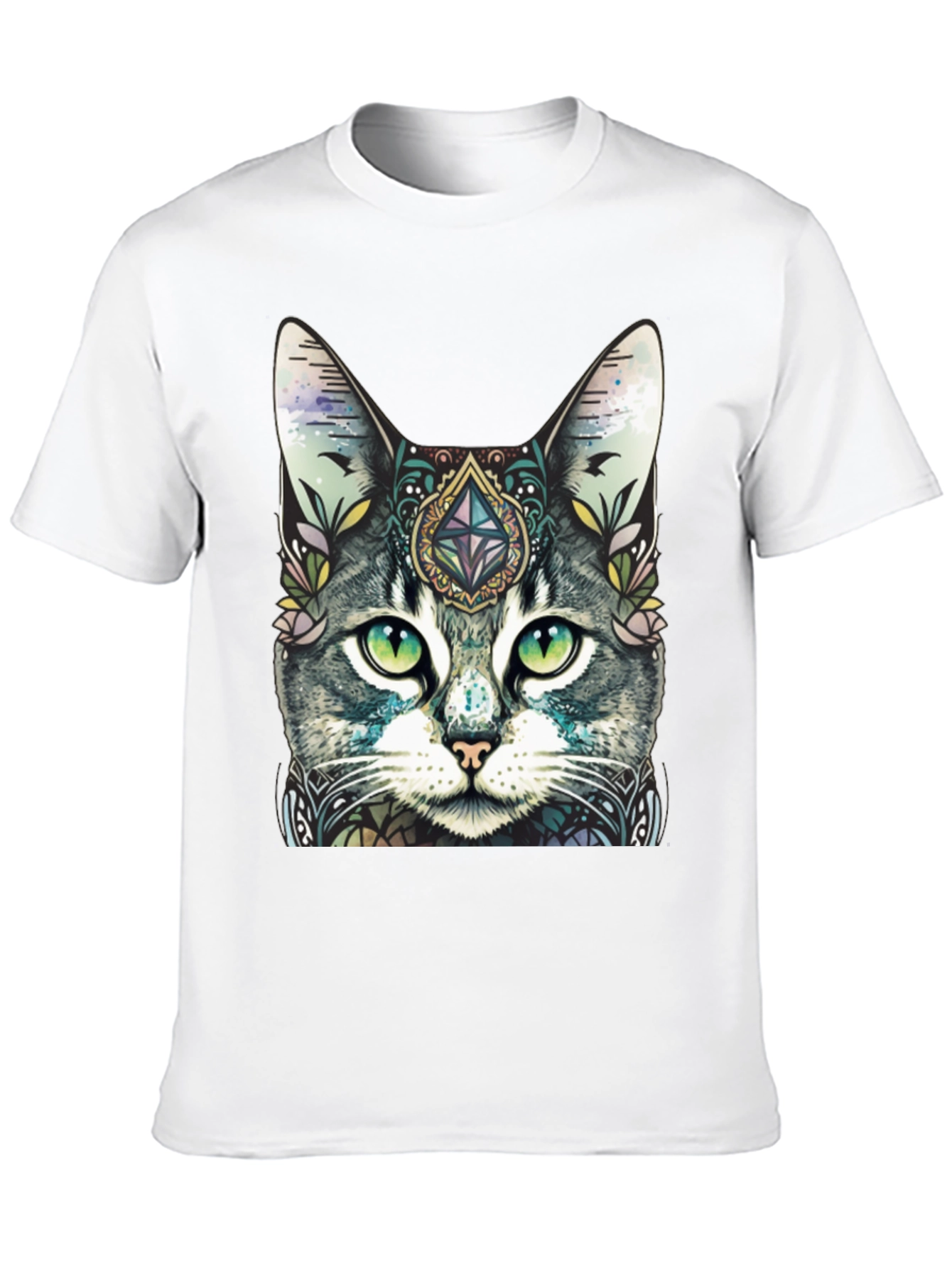 Mystic Cat Graphic Tee - Unique Artistic Design