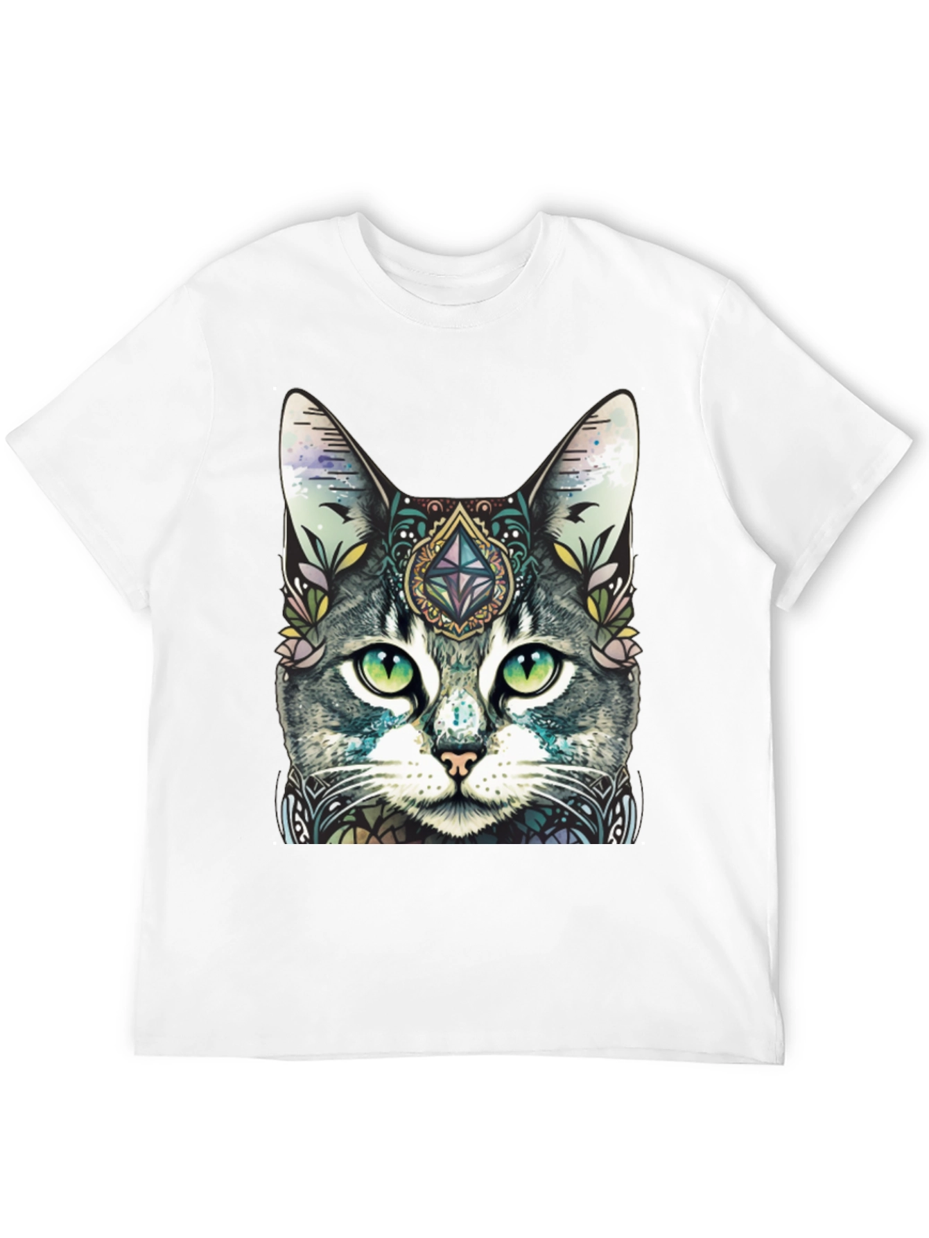 Mystic Cat Graphic Tee - Unique Artistic Design