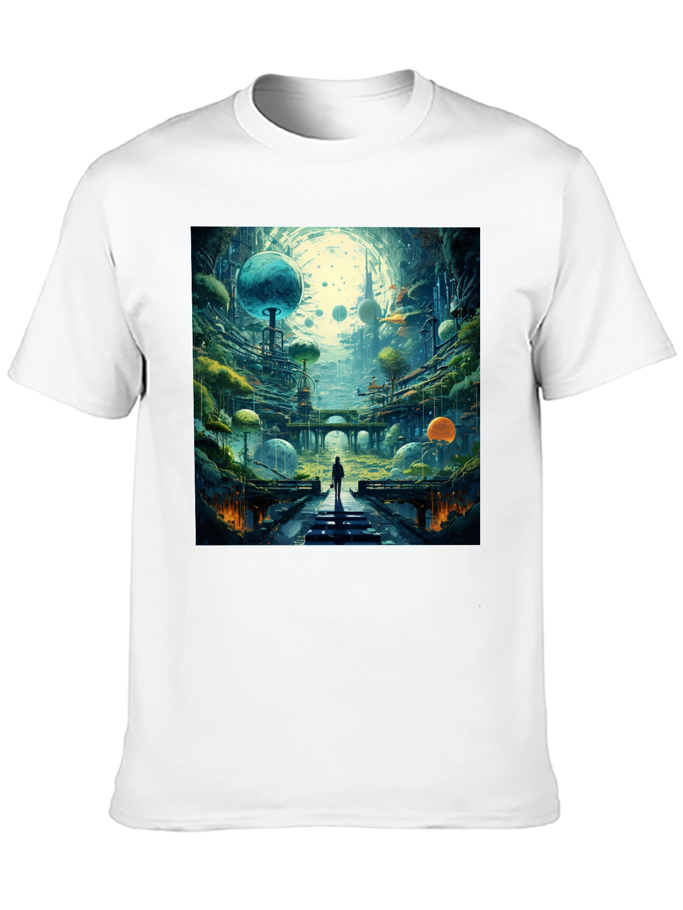 Sci-Fi Cityscape Black T-Shirt