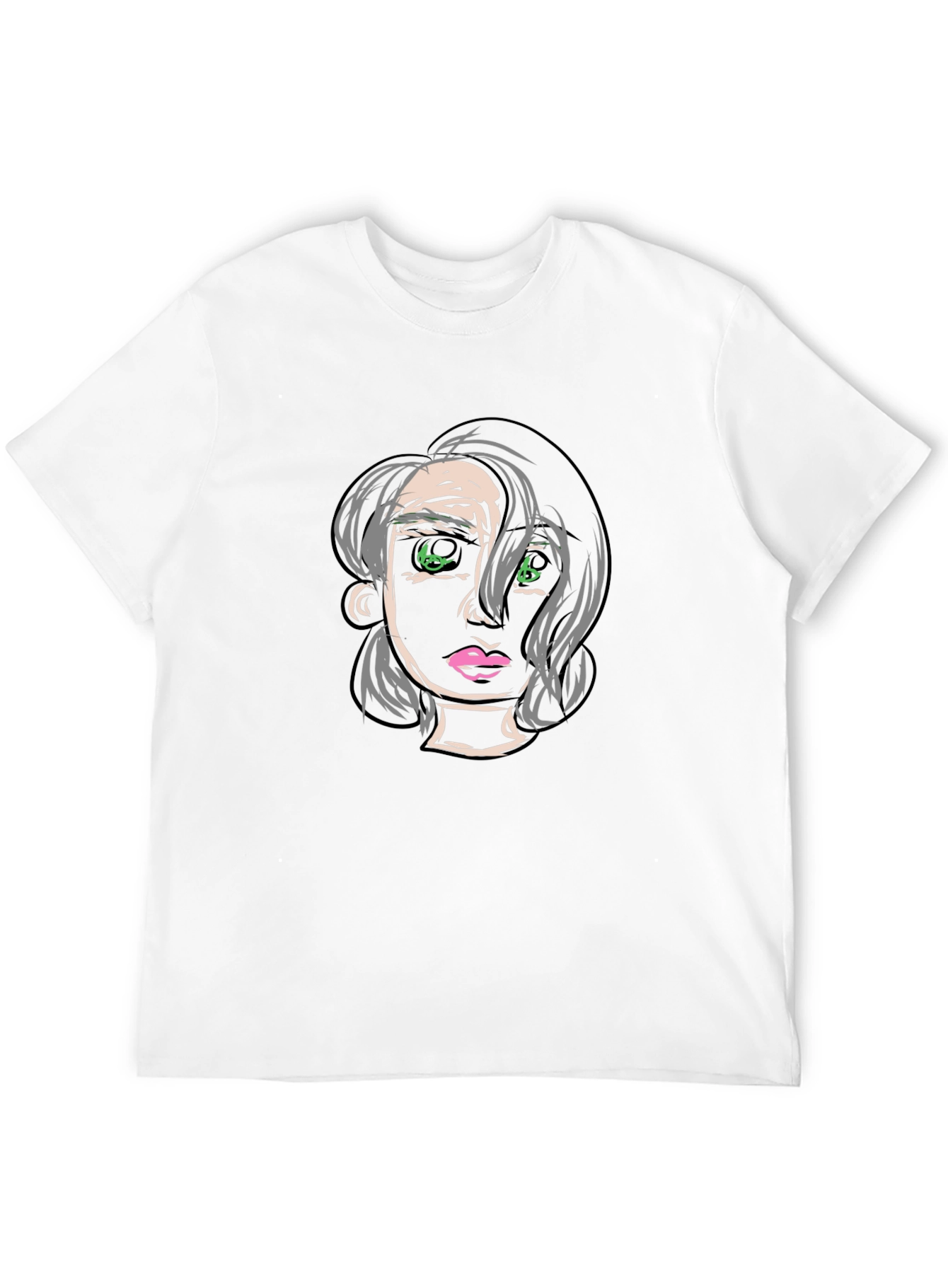 Abstract Face Graphic Print Black T-Shirt