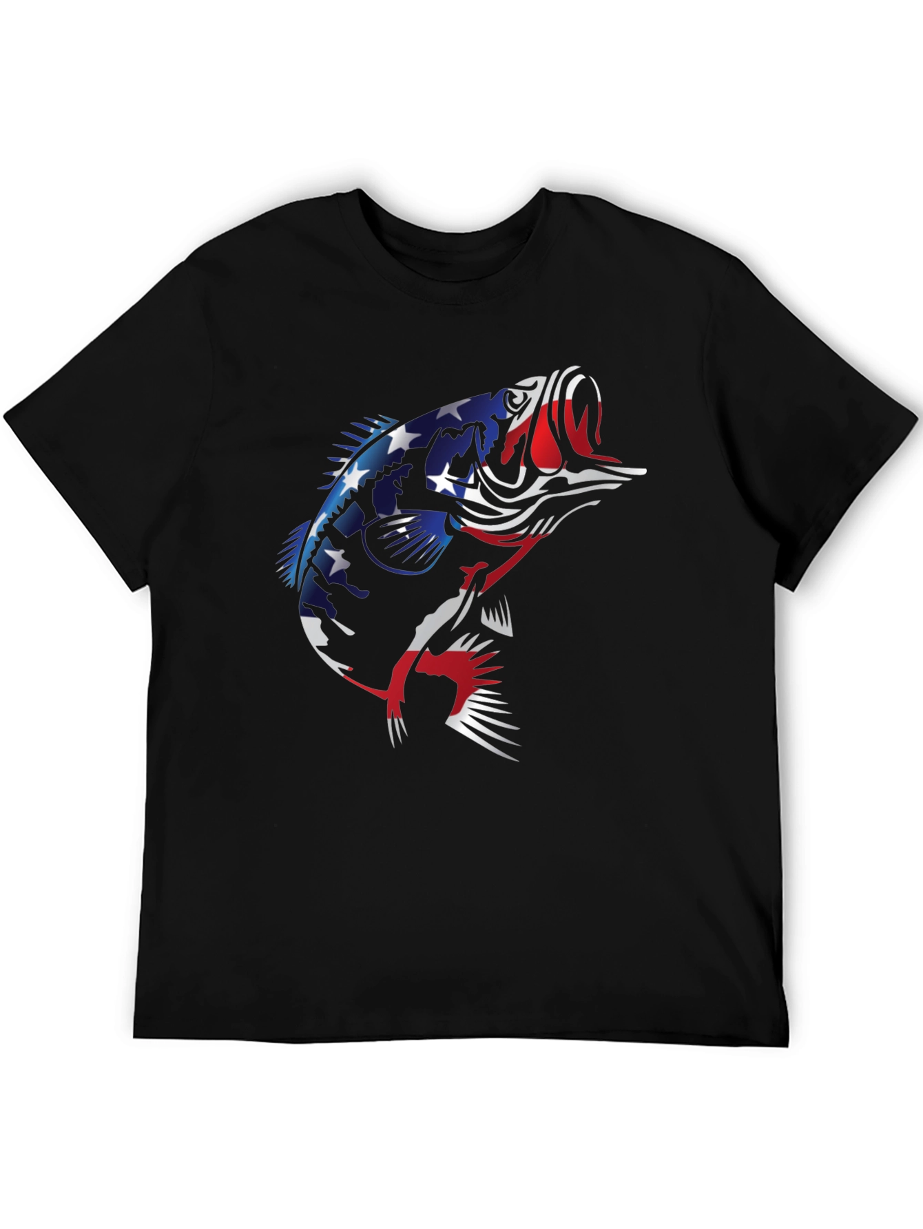 American Flag Bass Graphic Tee - Patriotic Fishing Shirt