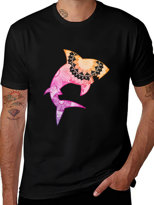 Mandala Shark Graphic Black T-Shirt