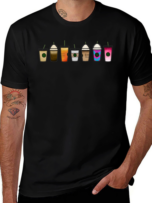 Coffee Cups Graphic Tee - Unisex Black T-Shirt
