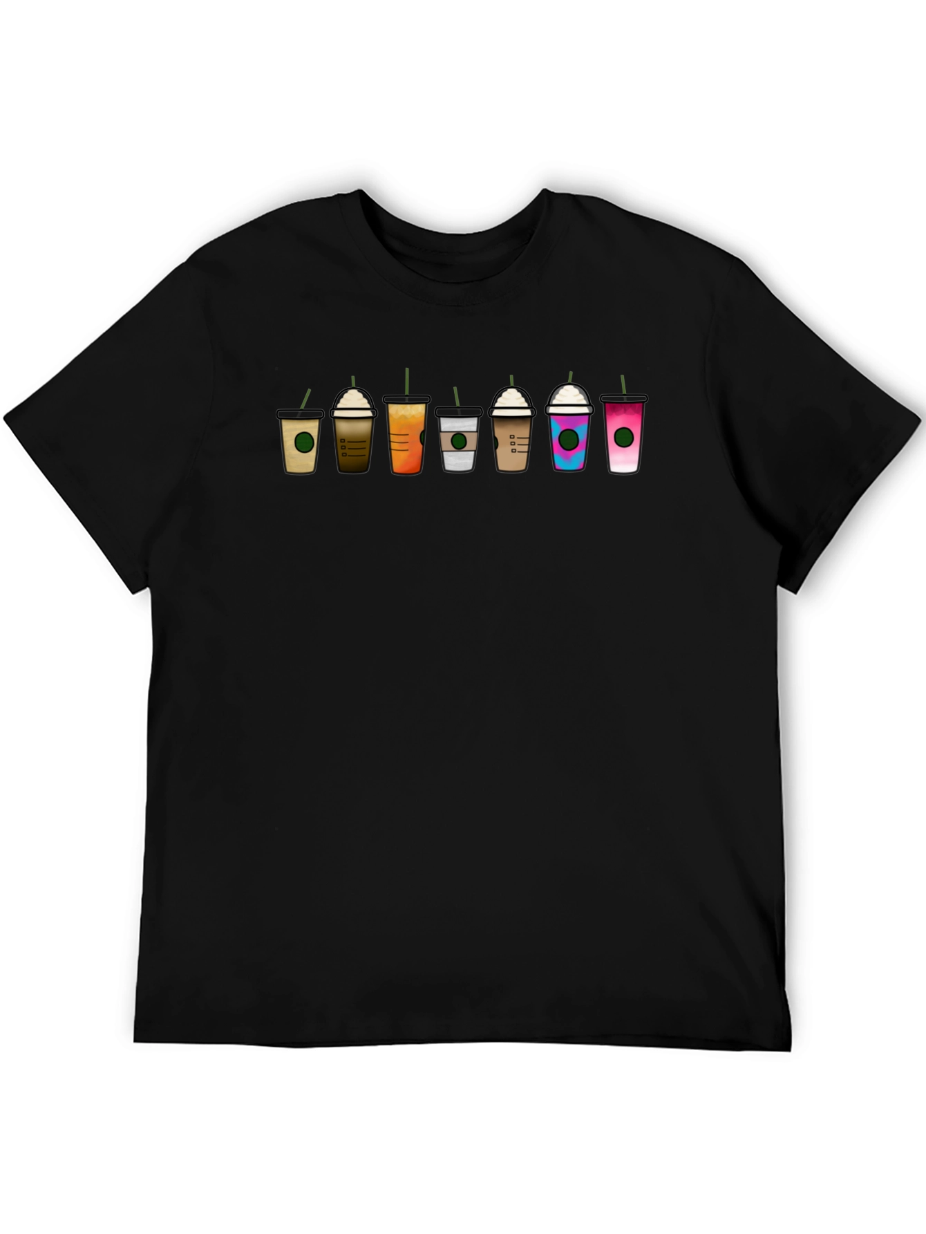 Coffee Cups Graphic Tee - Unisex Black T-Shirt