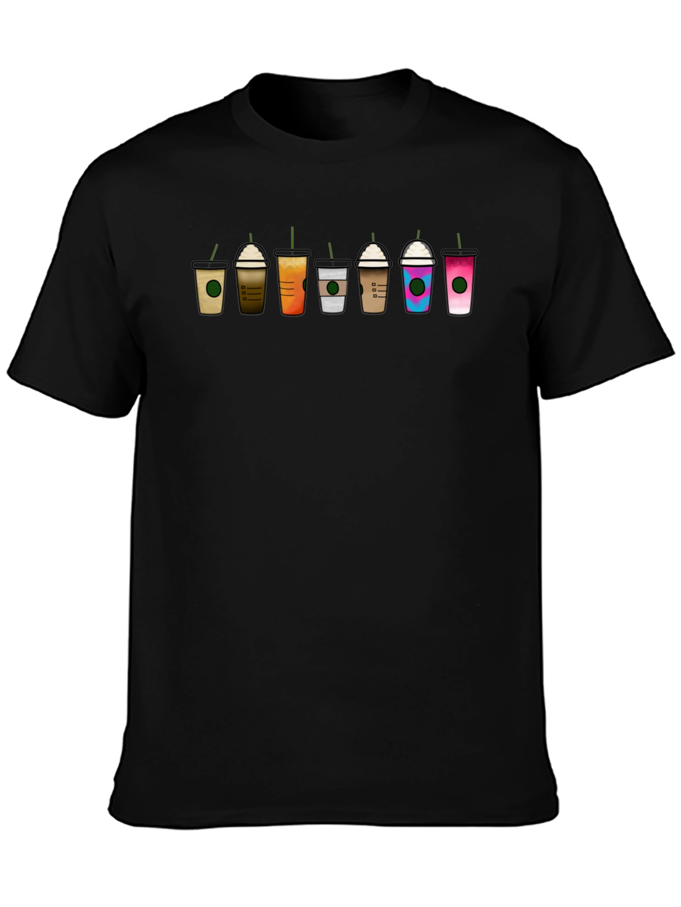 Coffee Cups Graphic Tee - Unisex Black T-Shirt