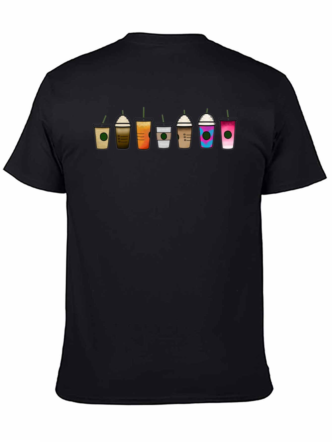 Coffee Cups Graphic Tee - Unisex Black T-Shirt
