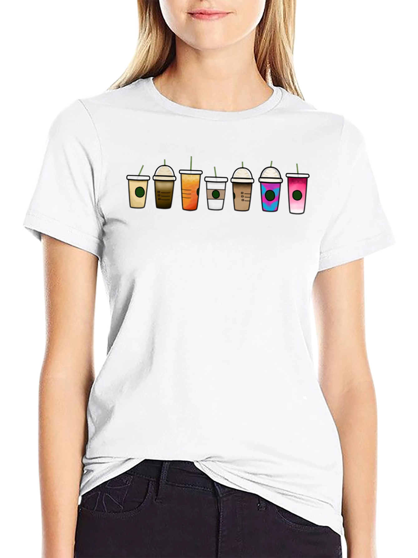 Coffee Cups Graphic Tee - Unisex Black T-Shirt