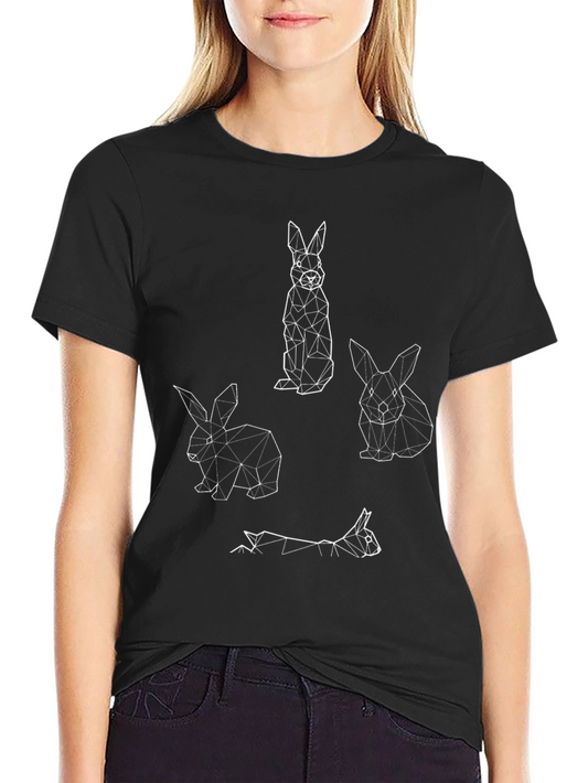 Geometric Bunny Graphic Print Tee