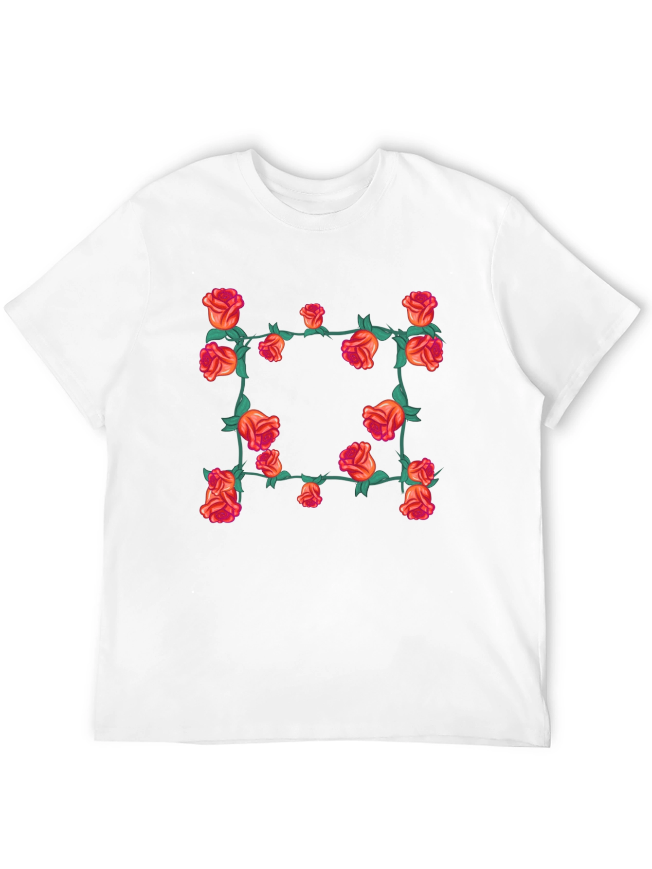 Floral Rose Vine T-Shirt - Black