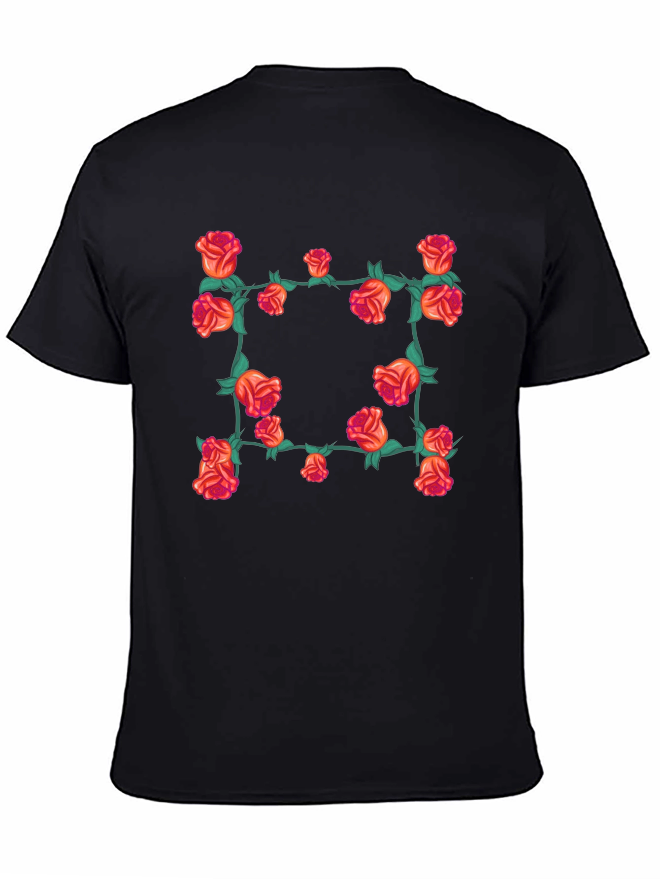 Floral Rose Vine T-Shirt - Black