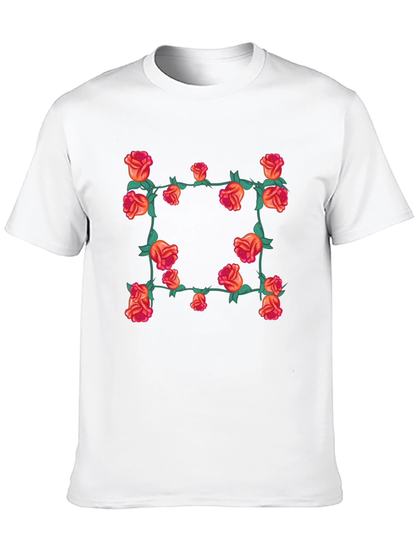 Floral Rose Vine T-Shirt - Black