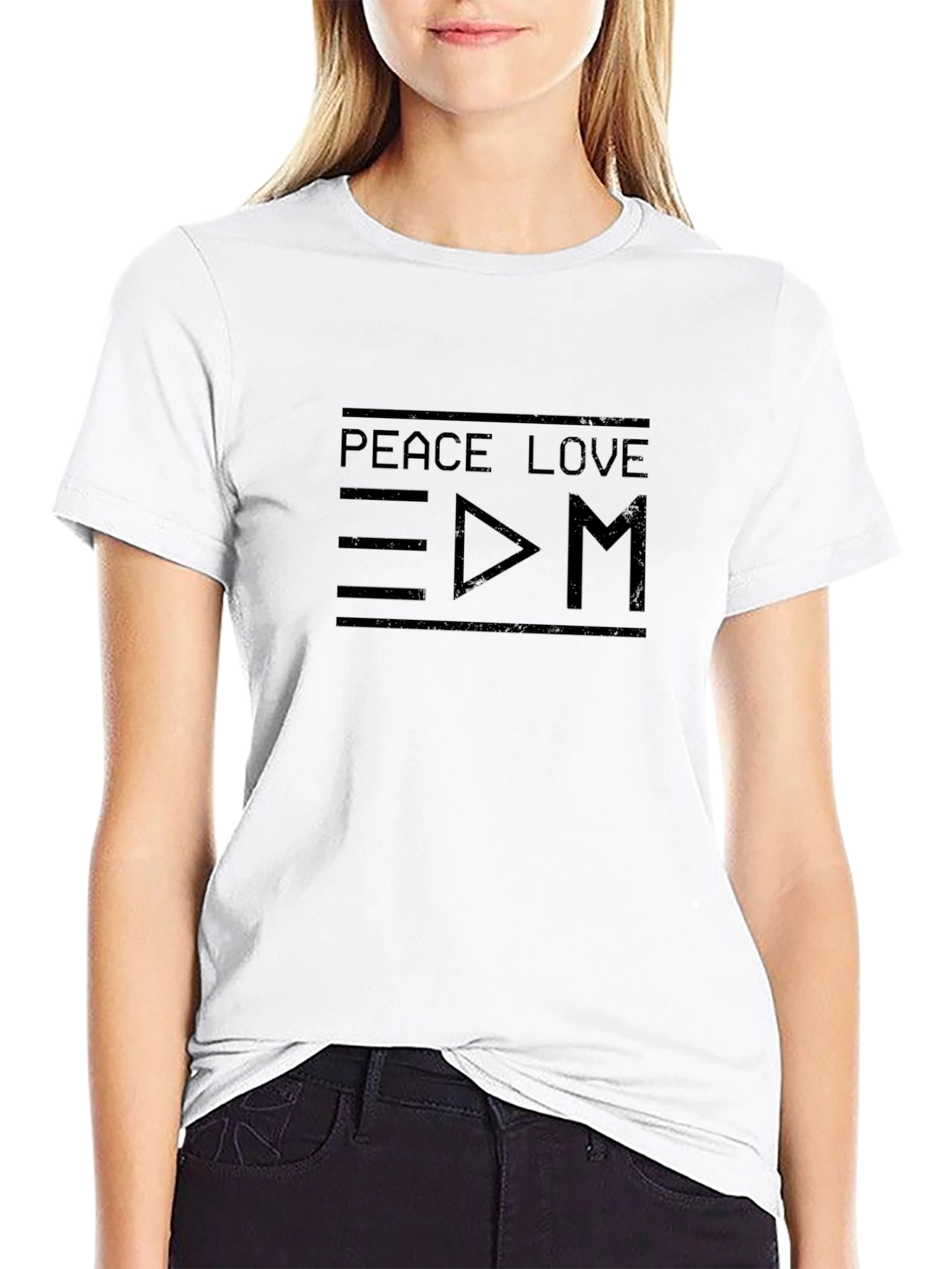 Peace Love EDM Graphic T-Shirt - Black