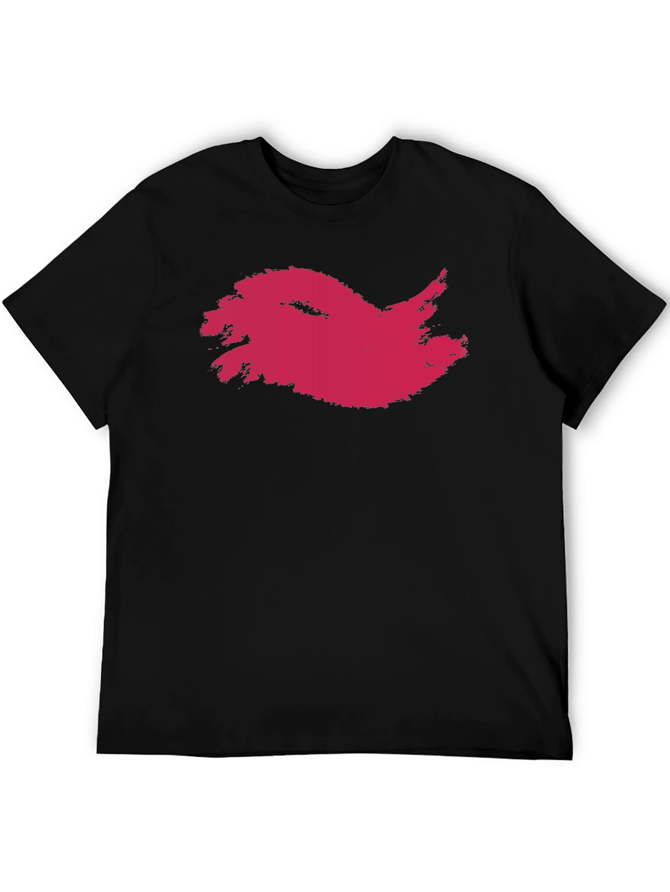 Mens Black T-Shirt with Abstract Crimson Print