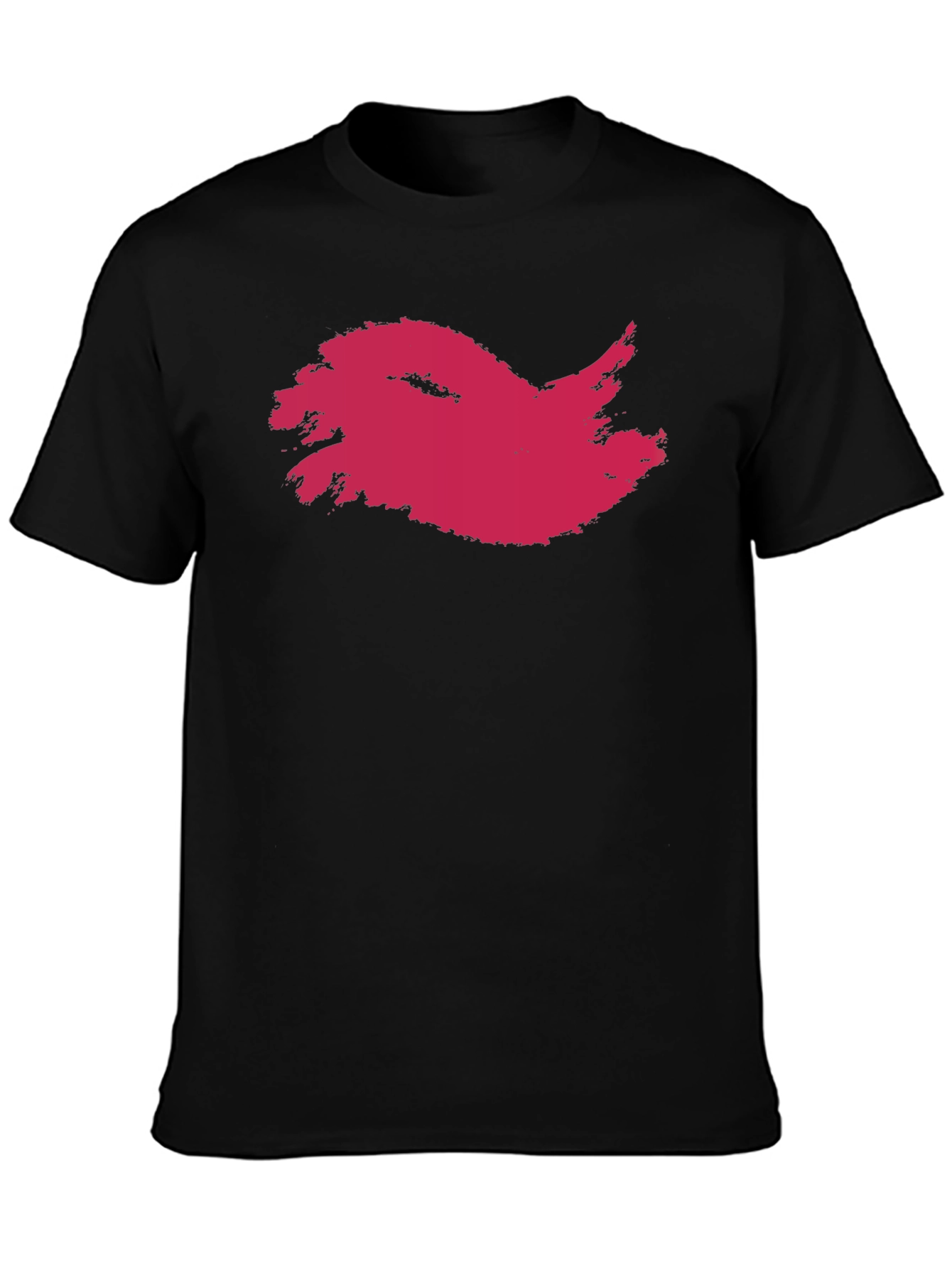 Mens Black T-Shirt with Abstract Crimson Print