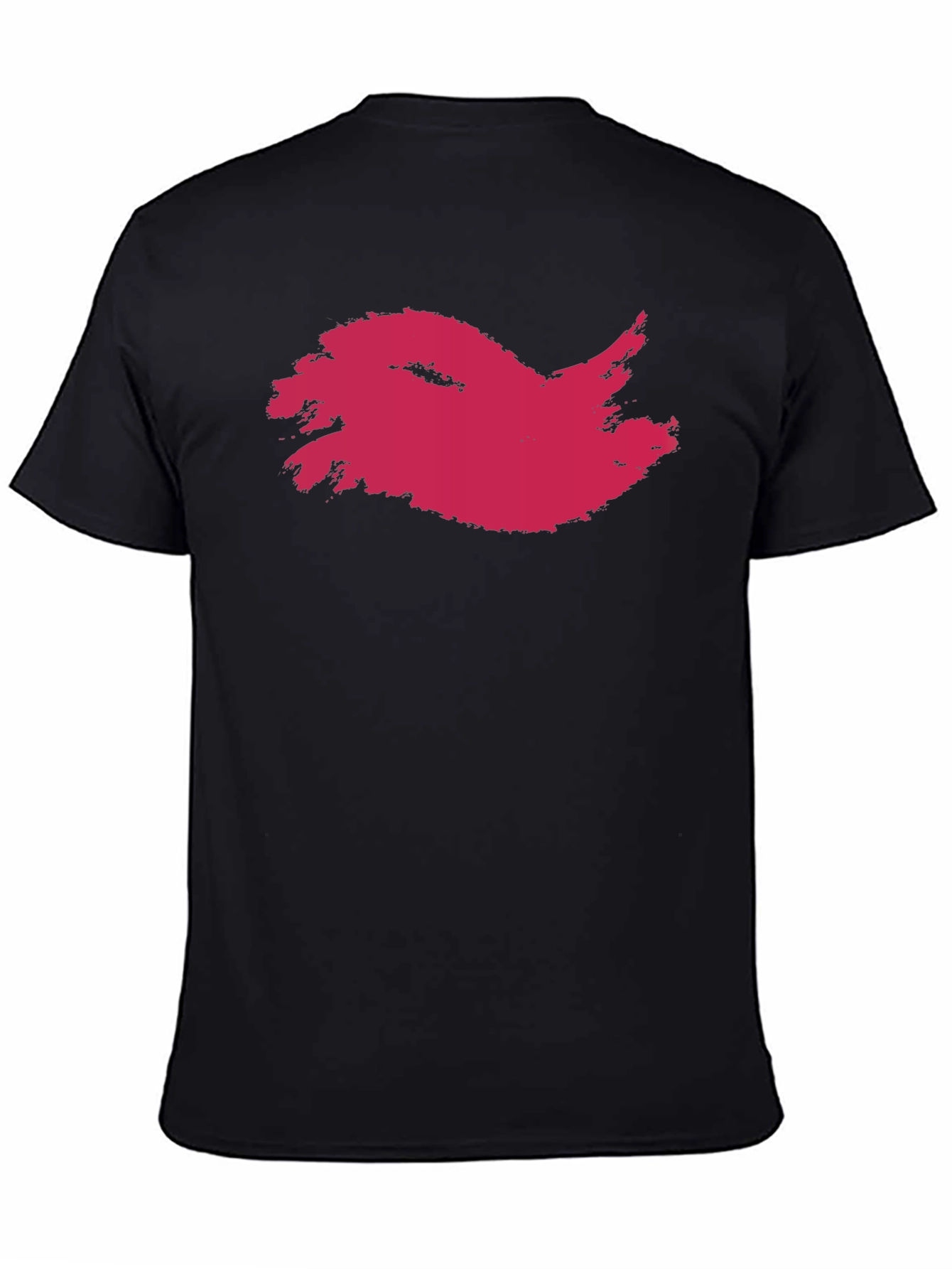 Mens Black T-Shirt with Abstract Crimson Print