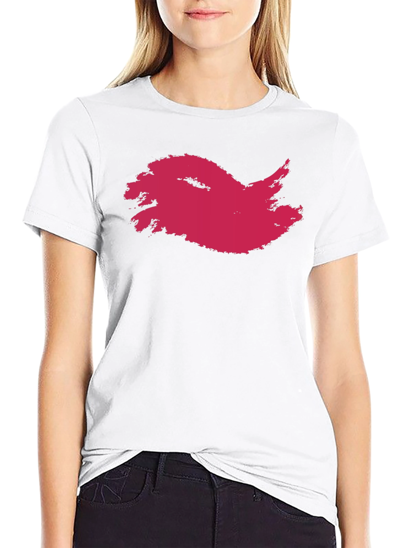 Mens Black T-Shirt with Abstract Crimson Print