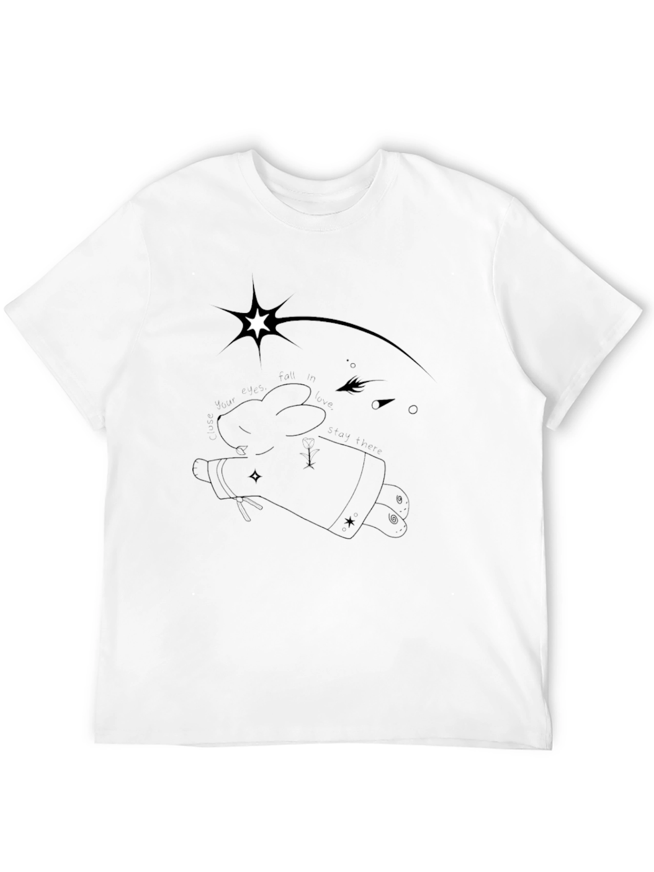 Mens Black Graphic Tee - Quirky Star Design