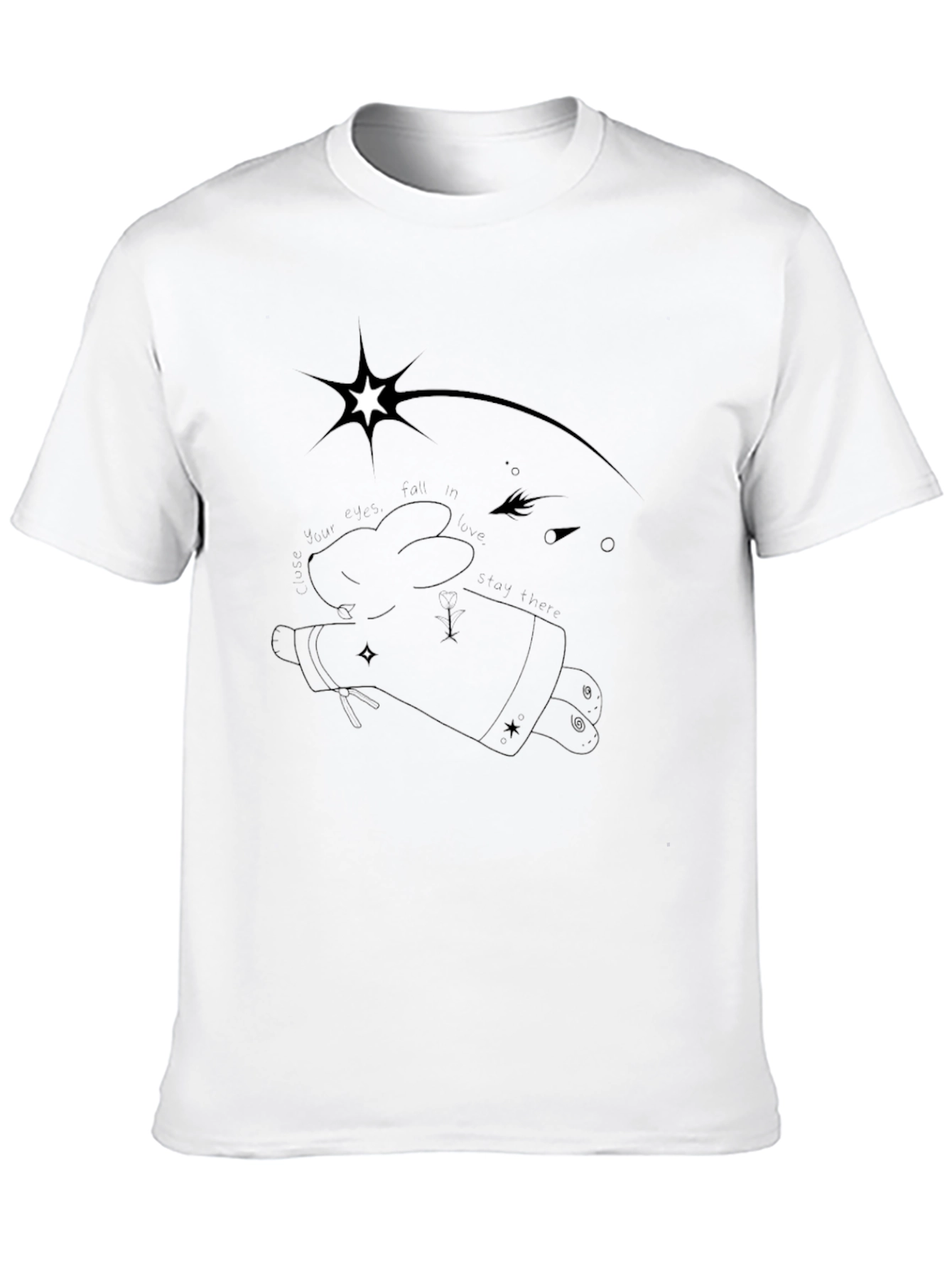 Mens Black Graphic Tee - Quirky Star Design