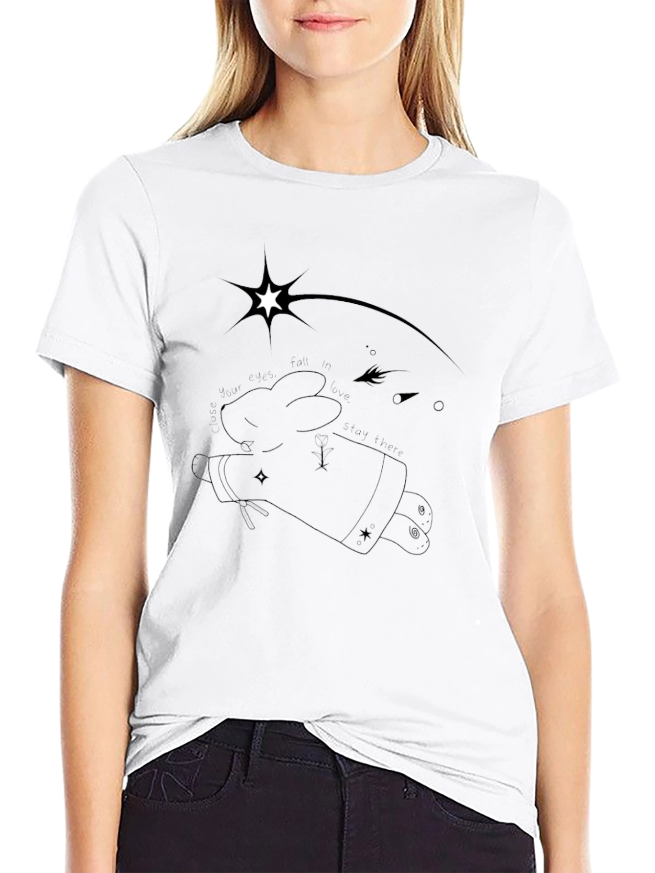 Mens Black Graphic Tee - Quirky Star Design