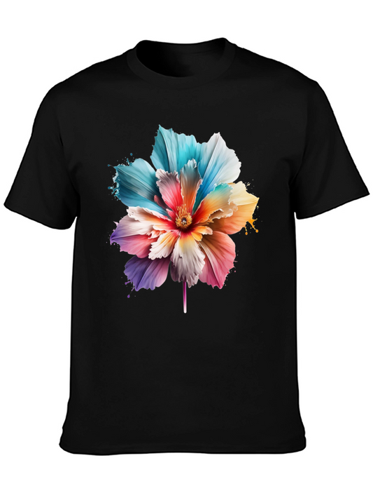 Floral Print Black T-Shirt for Men