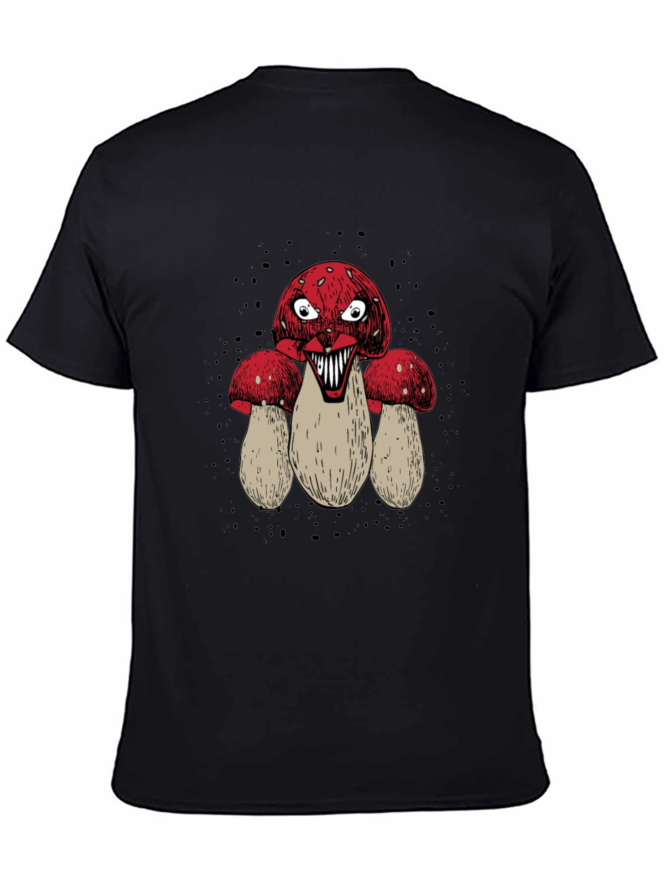 Creepy Mushroom Graphic Tee - Mens Black T-Shirt