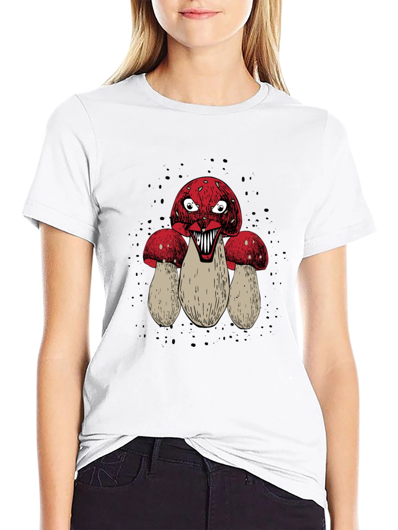 Creepy Mushroom Graphic Tee - Mens Black T-Shirt