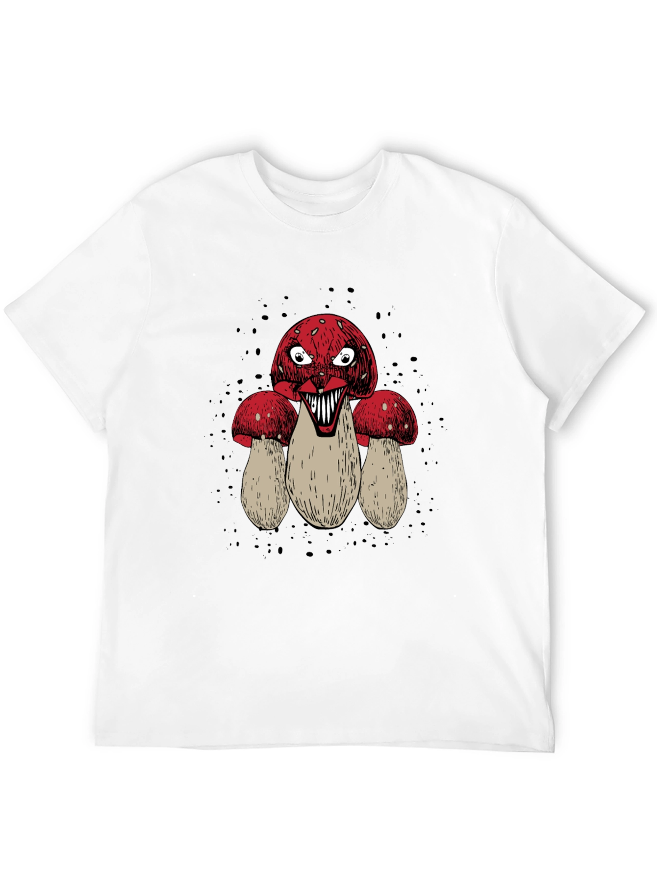 Creepy Mushroom Graphic Tee - Mens Black T-Shirt