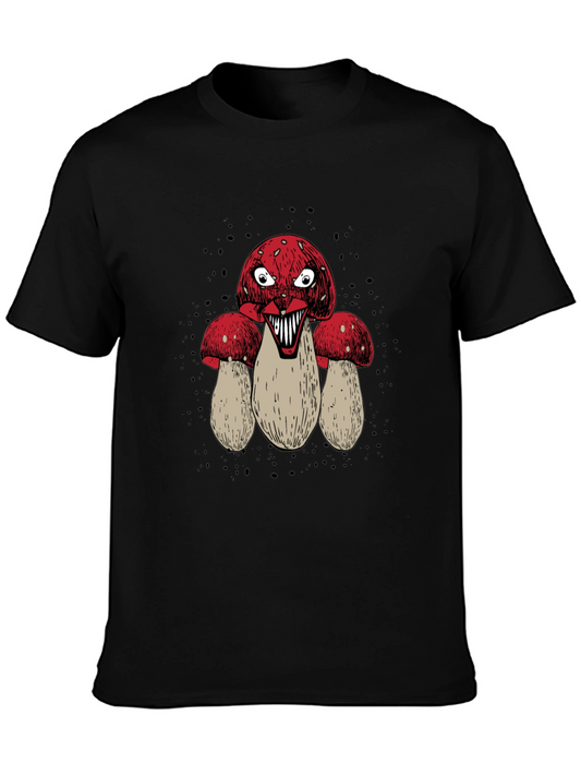 Creepy Mushroom Graphic Tee - Mens Black T-Shirt