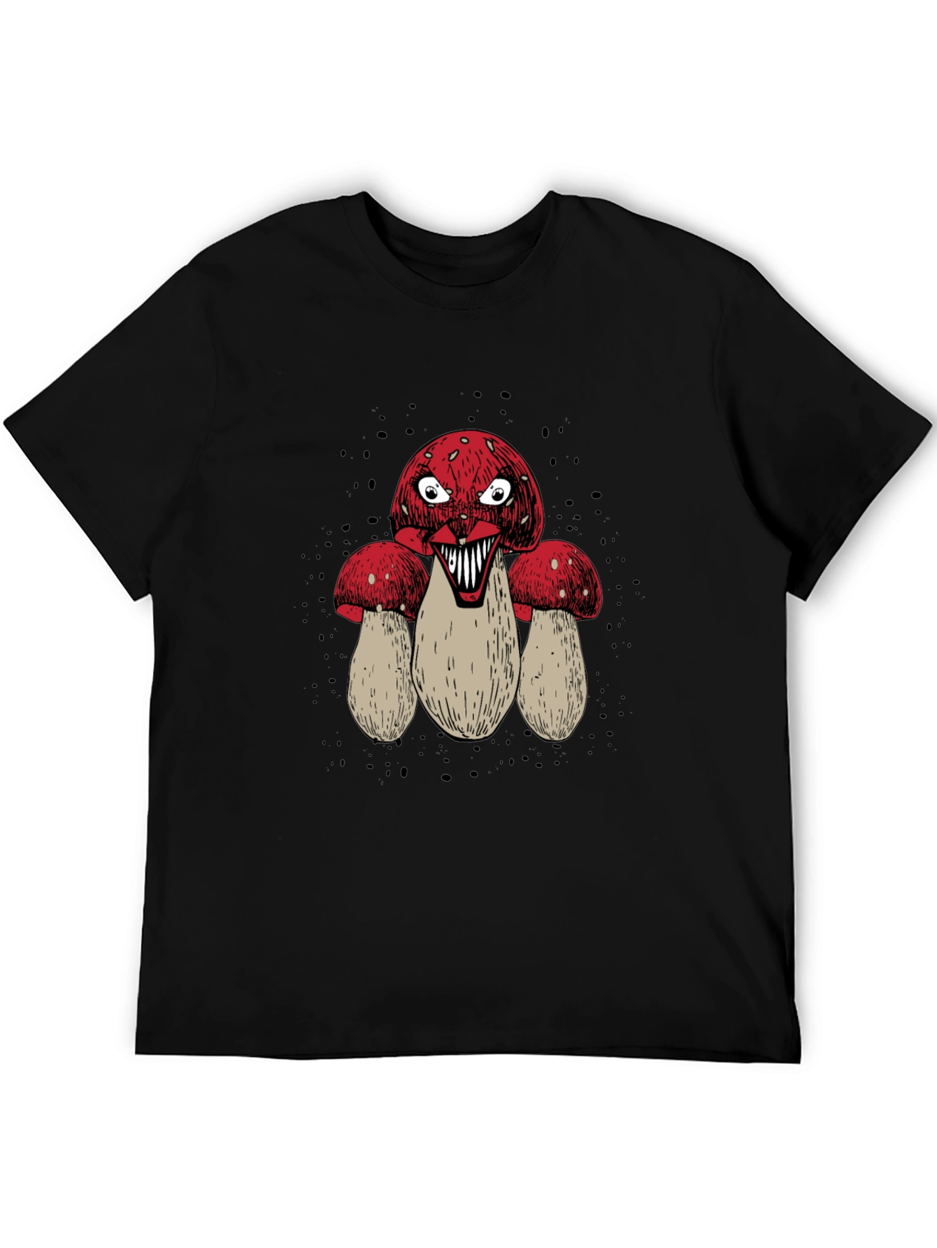 Creepy Mushroom Graphic Tee - Mens Black T-Shirt