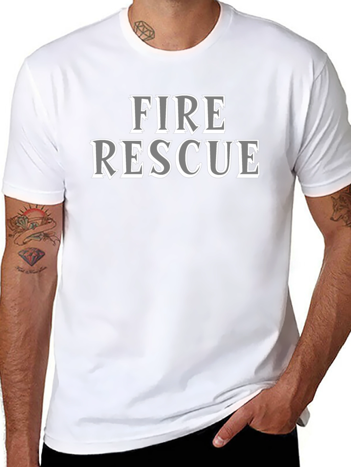 Fire Rescue T-Shirt - Black Graphic Tee