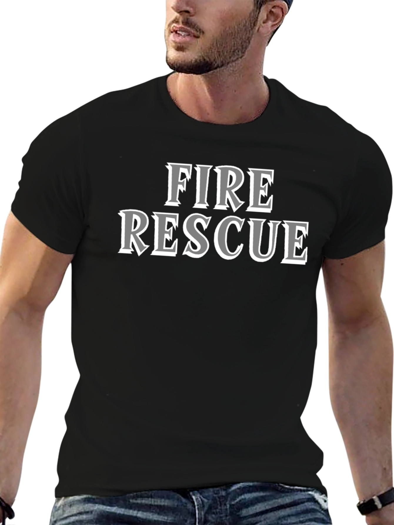 Fire Rescue T-Shirt - Black Graphic Tee