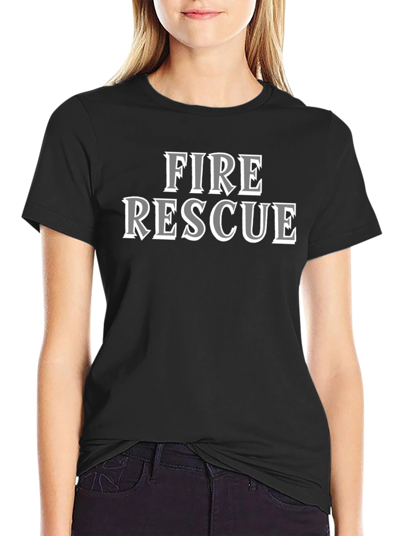 Fire Rescue T-Shirt - Black Graphic Tee