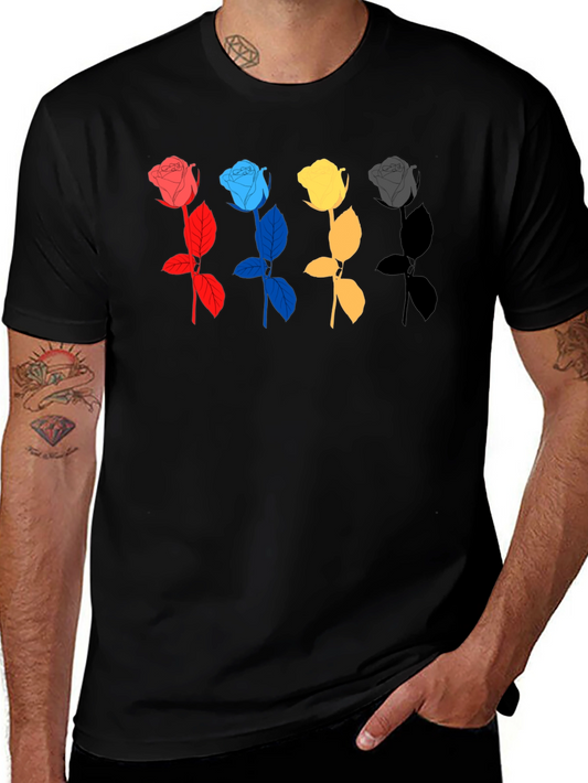 Roses Graphic Tee - Colorful Floral Design