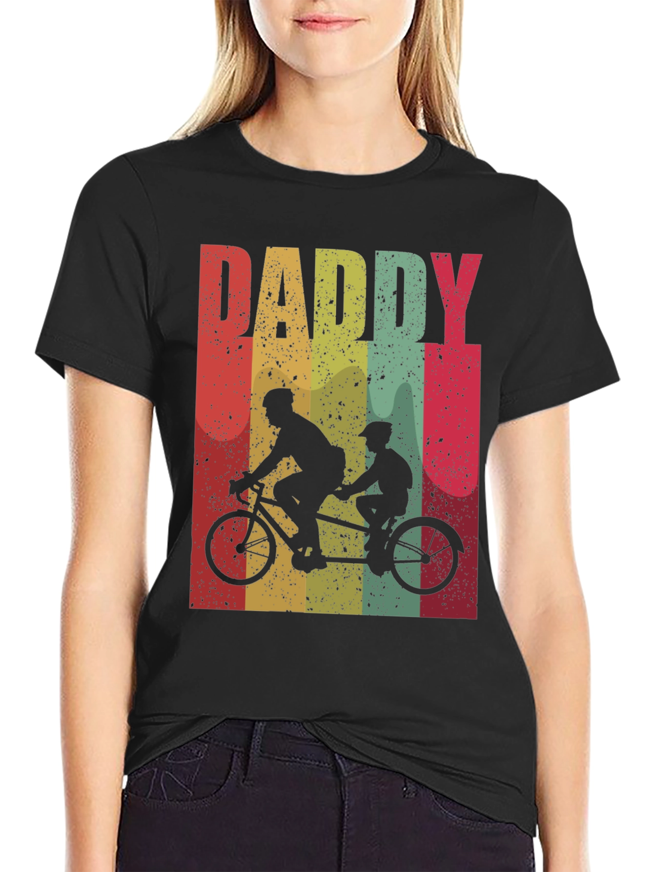 Retro Daddy Tandem Bike T-Shirt - Fathers Day Gift