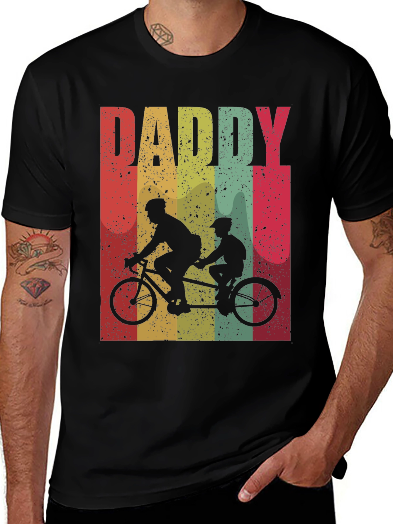 Retro Daddy Tandem Bike T-Shirt - Fathers Day Gift