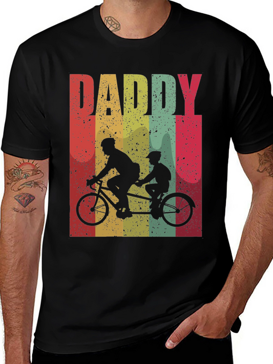 Retro Daddy Tandem Bike T-Shirt - Fathers Day Gift