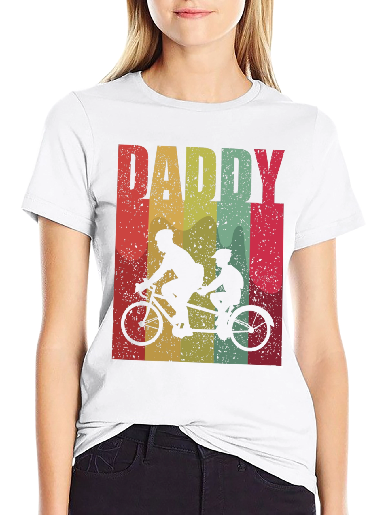 Retro Daddy Tandem Bike T-Shirt - Fathers Day Gift