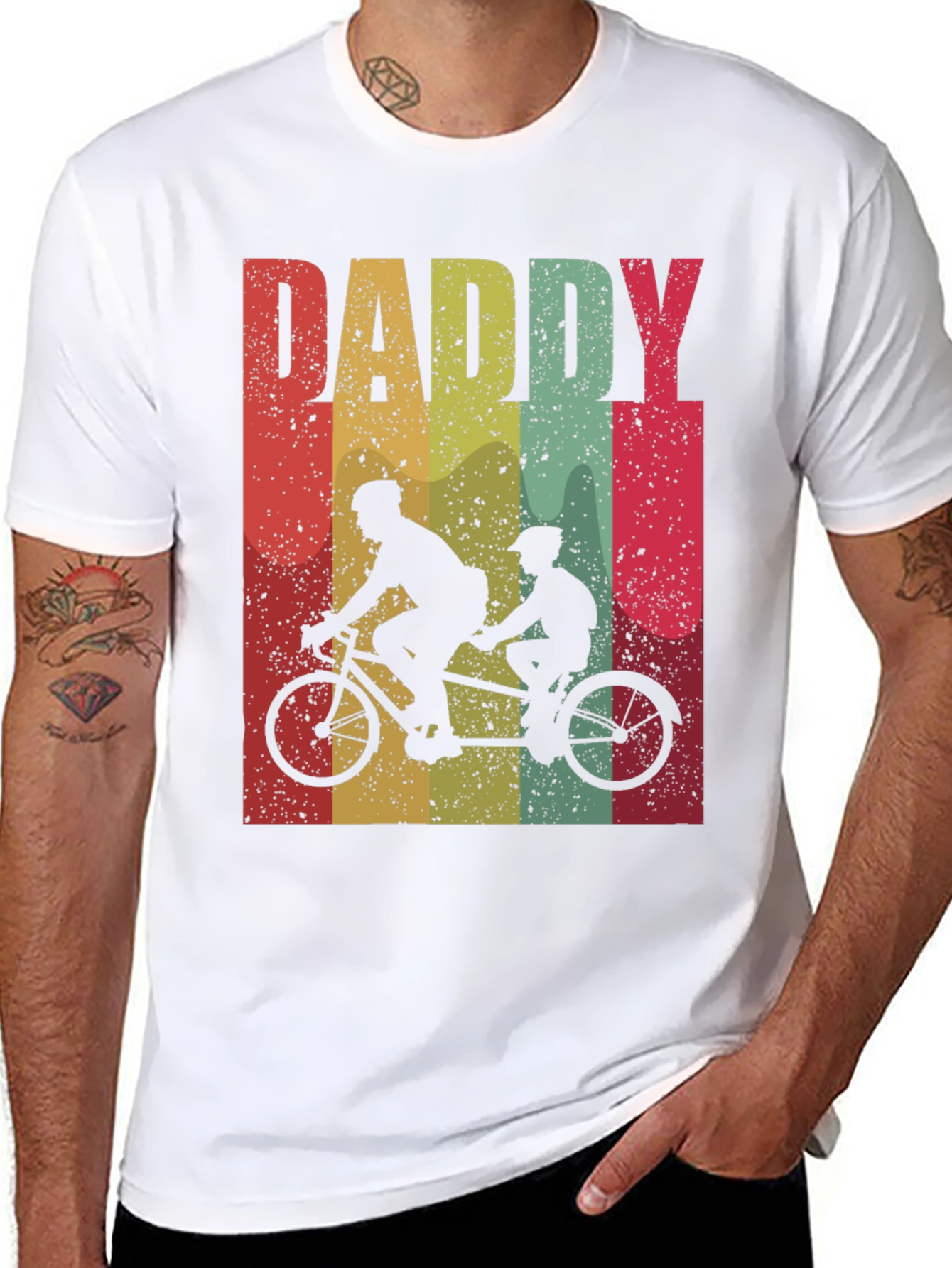 Retro Daddy Tandem Bike T-Shirt - Fathers Day Gift