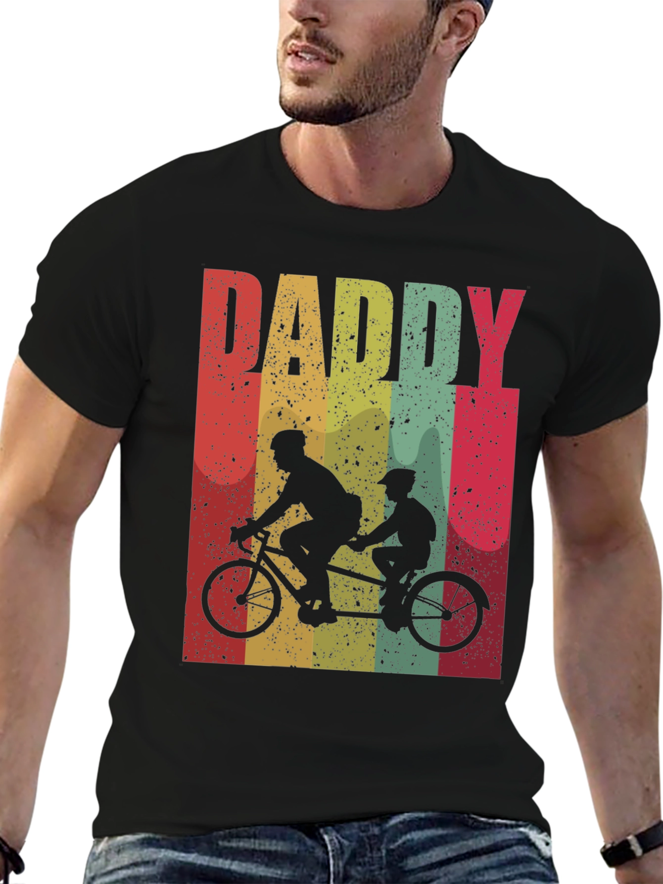 Retro Daddy Tandem Bike T-Shirt - Fathers Day Gift