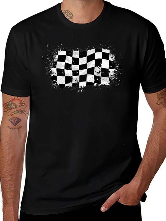 Checkered Flag Graphic Tee - Black