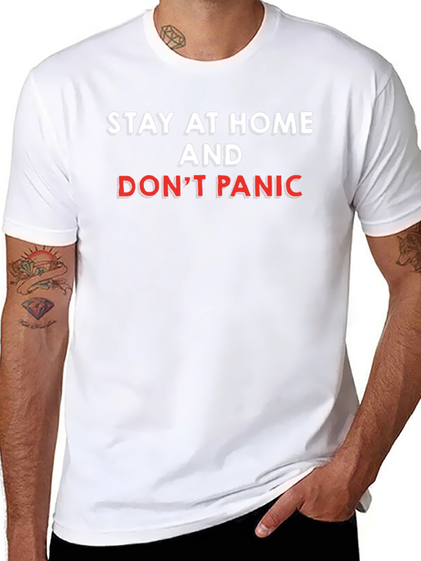Stay At Home & Dont Panic Graphic Tee