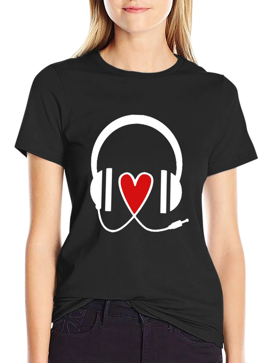 Music Lover Heart Headphones Graphic Tee