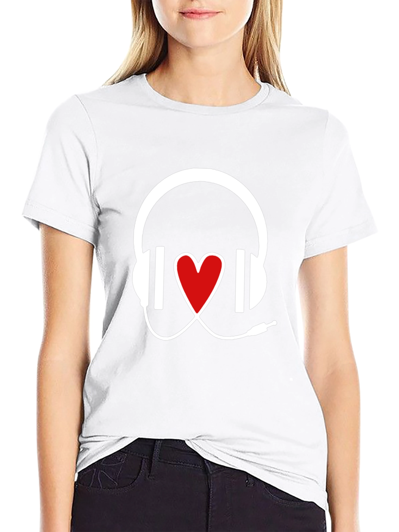 Music Lover Heart Headphones Graphic Tee