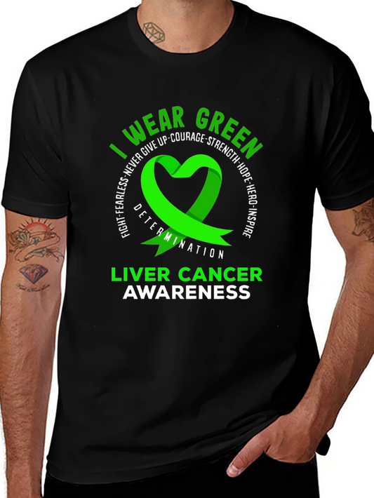 Liver Cancer Awareness Green Ribbon T-Shirt