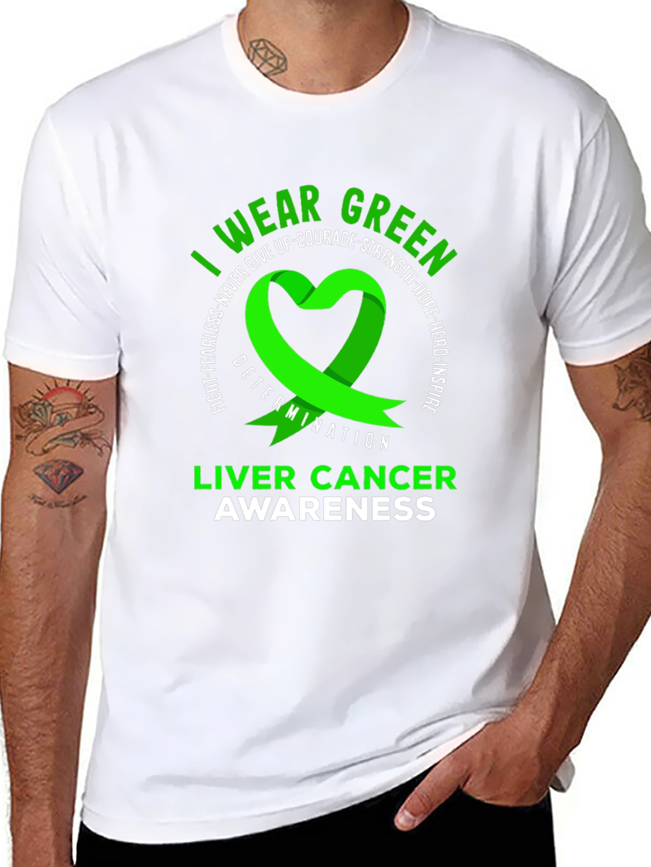 Liver Cancer Awareness Green Ribbon T-Shirt