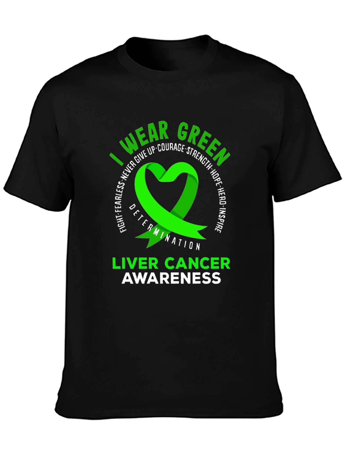 Liver Cancer Awareness Green Ribbon T-Shirt