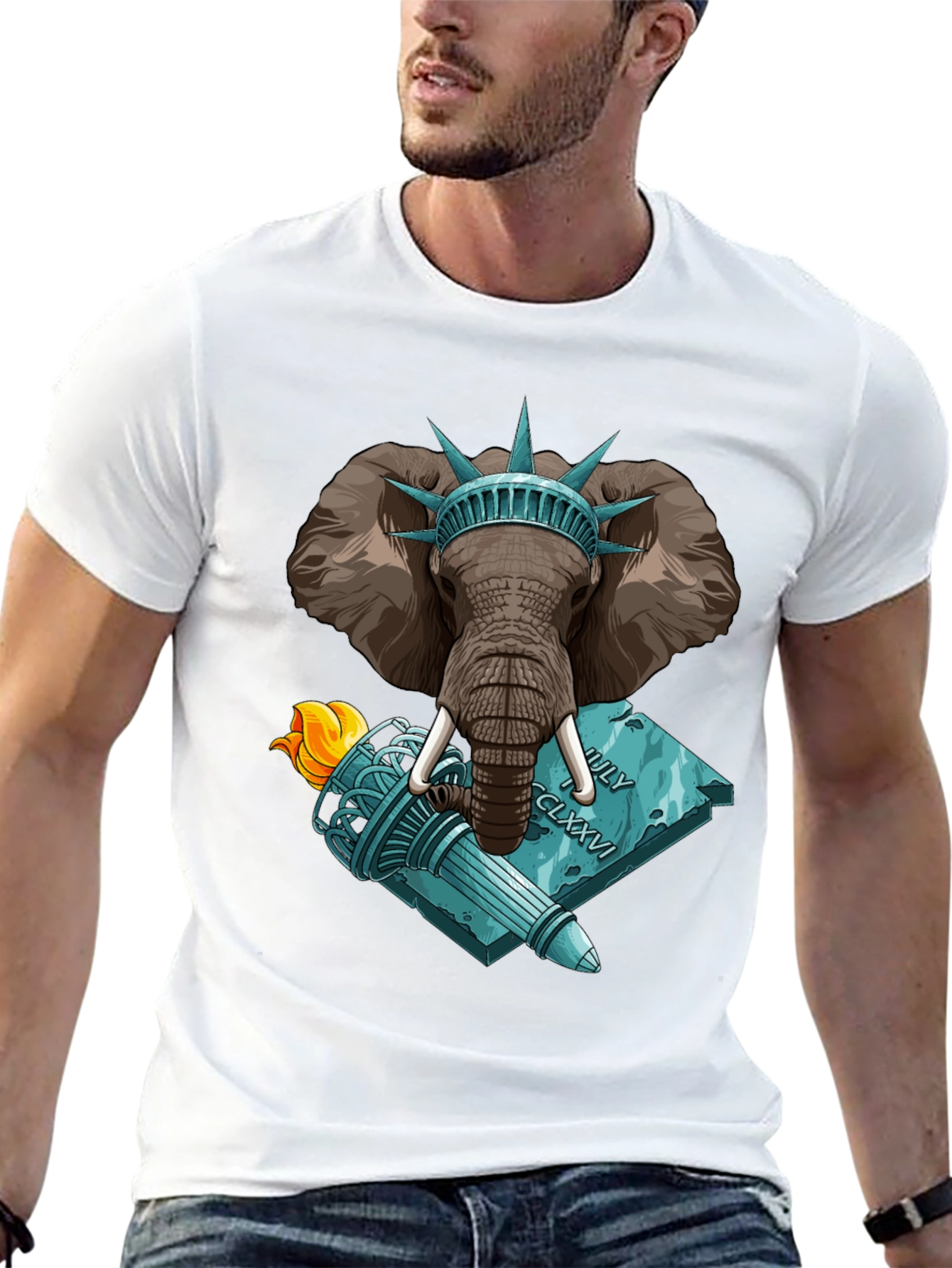 Statue of Liberty Elephant Graphic T-Shirt