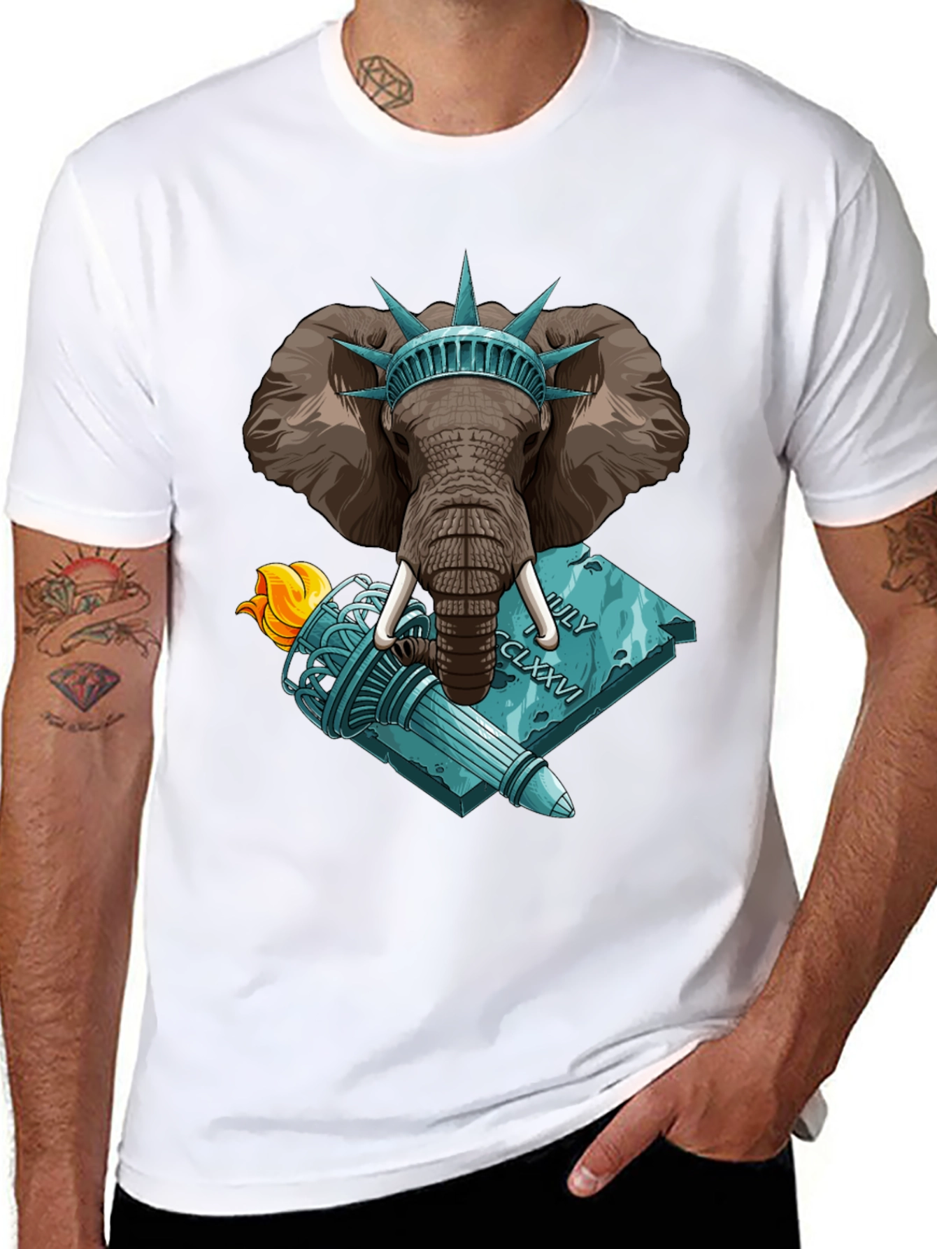 Statue of Liberty Elephant Graphic T-Shirt
