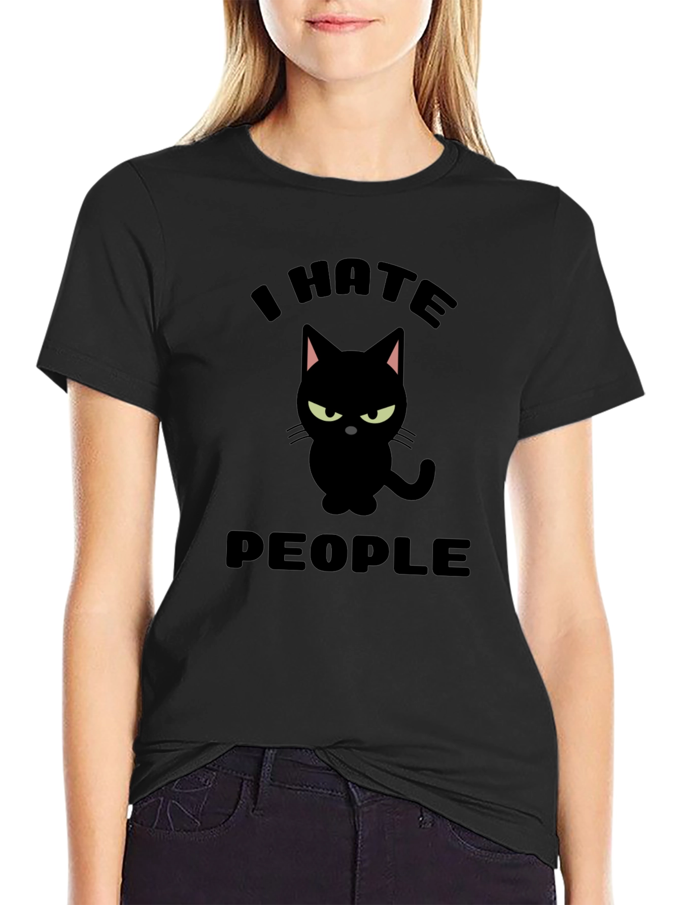I Hate People Cat Graphic T-Shirt