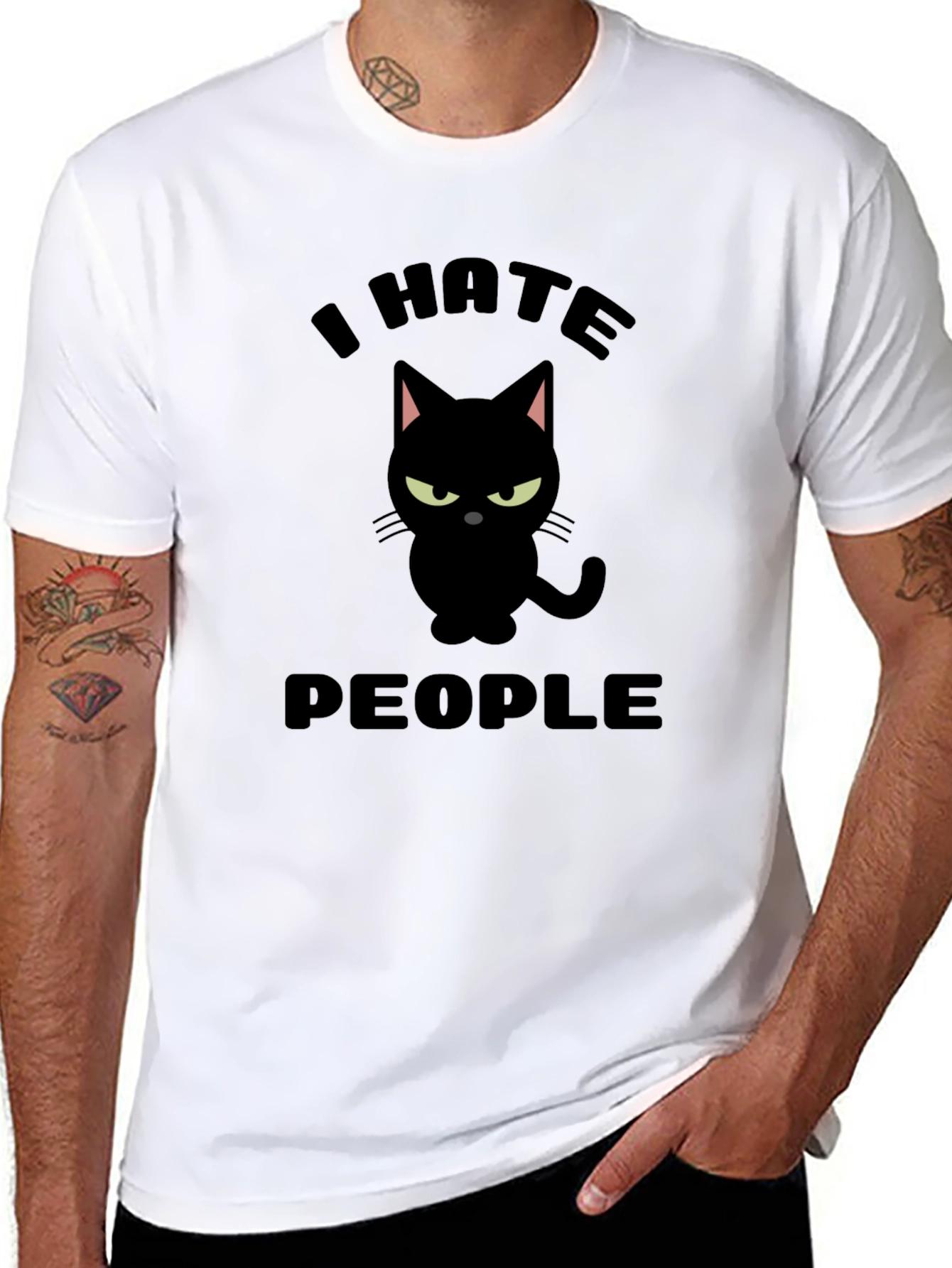 I Hate People Cat Graphic T-Shirt